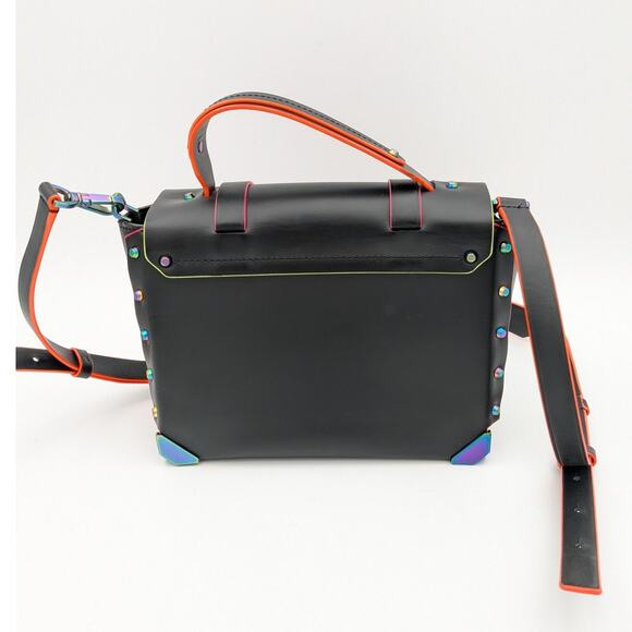 Michael Kors Manhattan Medium Contrast-Trim Leather Satchel in Black neon - Picture 2 of 16